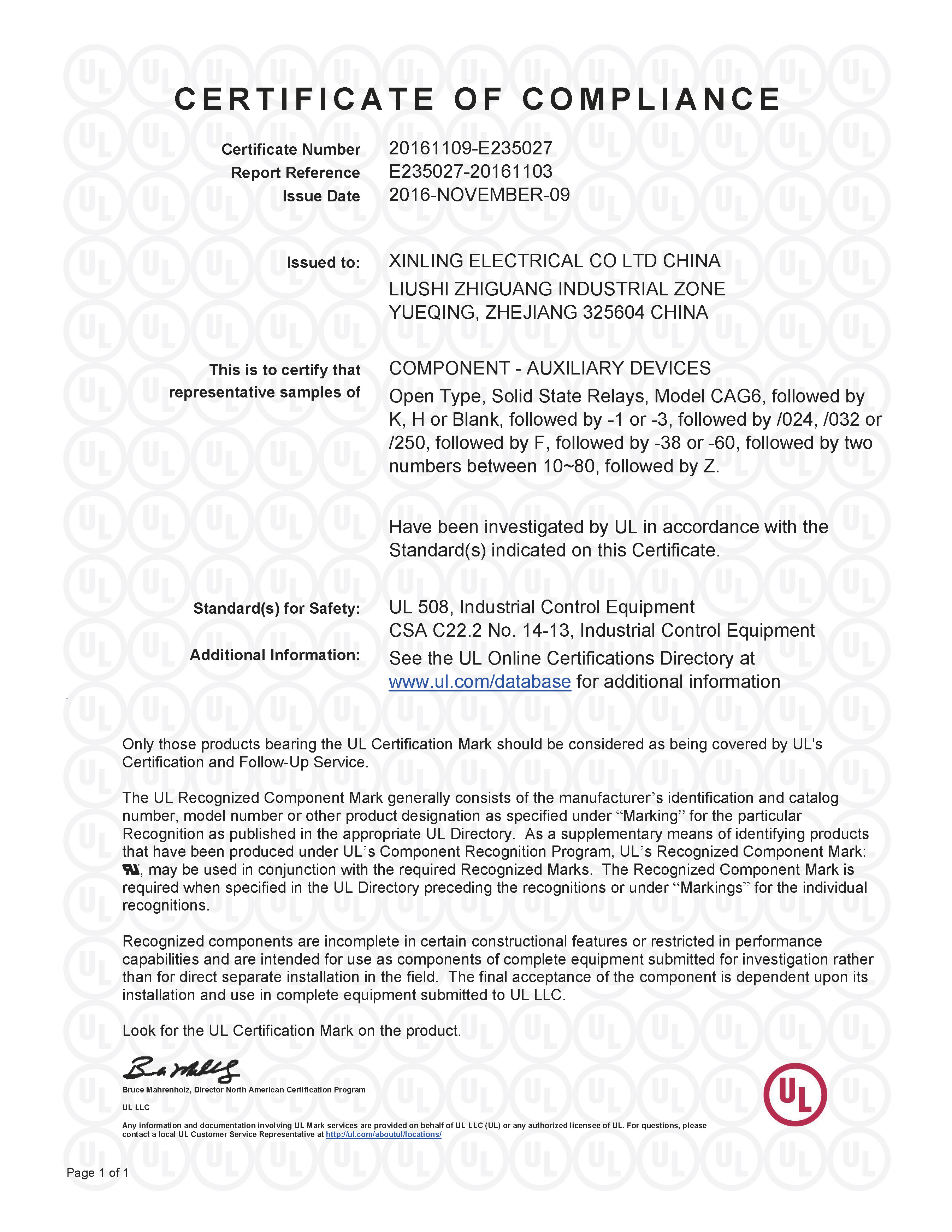 E235027-20161103-CertificateofCompliance