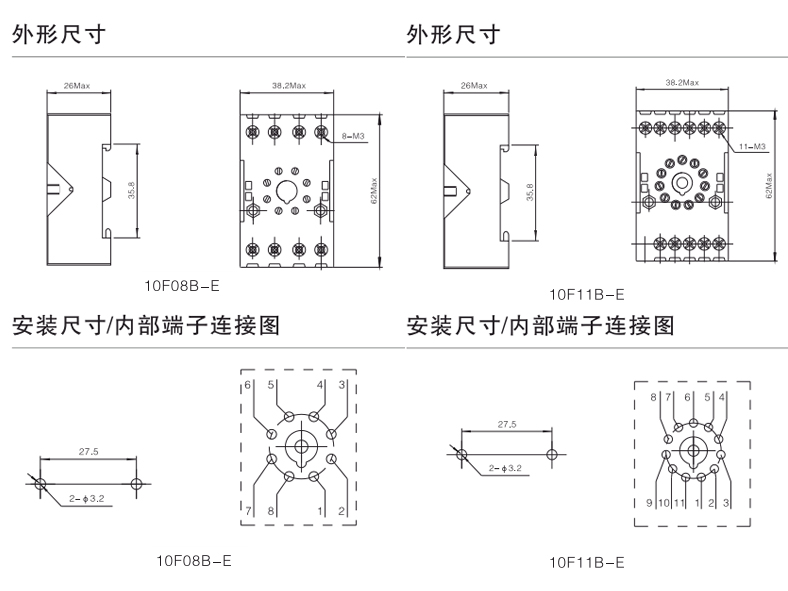 10F08B-E插座-、10F11B-E插座