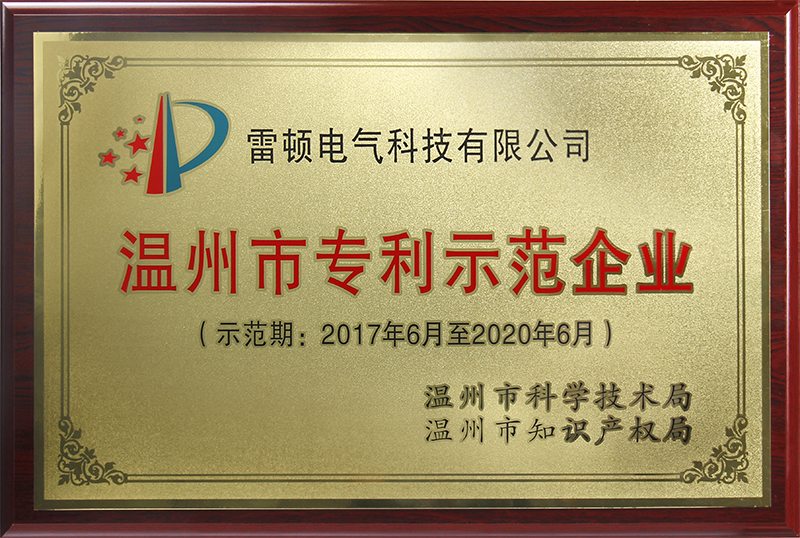 雷顿温州市专利示范企业